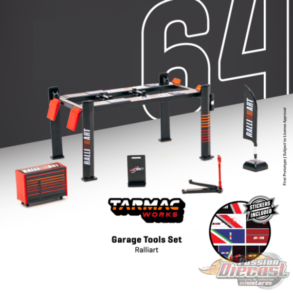 Garage Tools Set Ralliart - Tarmac Works  Hobby  -  1/64  - T64A-001-RLA