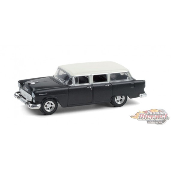 1955 Chevrolet Two-Ten Townsman -Flat Black and India Ivory - Estate Wagons Series 6 - 1/64  Greenlight-36010 A-Passion Diecast 