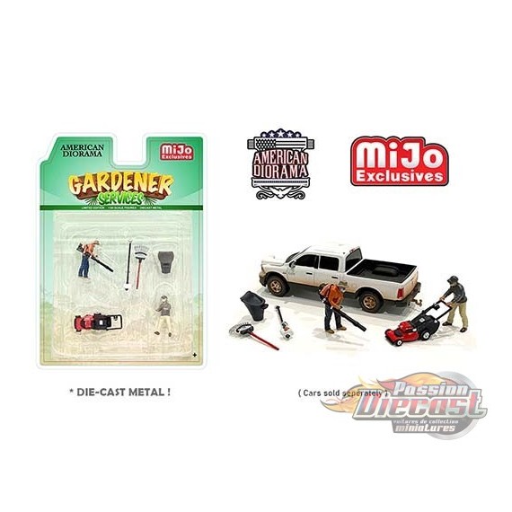 Gardener set Figurine 6 pieces Diecast  -  American Diorama 1-64 - 76476 MJ