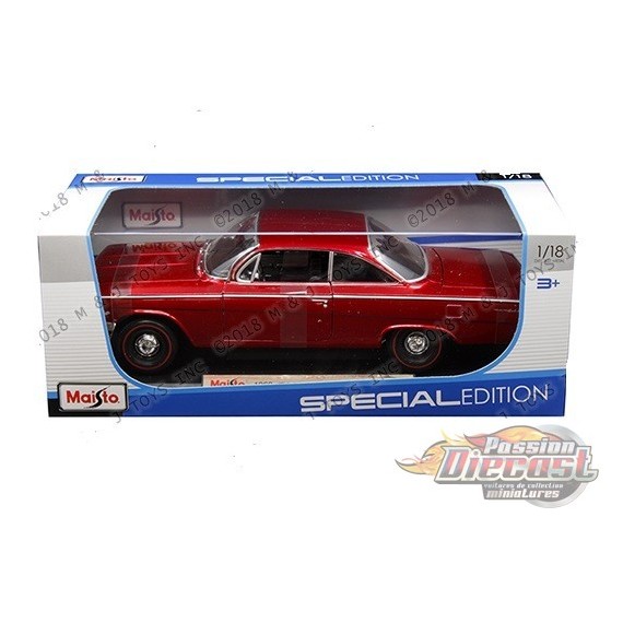 Maisto 31641-1/18 Scale Diecast Model Toy Car 1962 Chevy Bel Air Red 