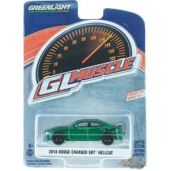 2018 Dodge Charger SRT Hellcat in Granite Crystal / Black Stripes GL Muscle24 GREENMACHINE 1/64 -13290 DGR