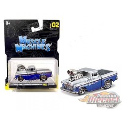 1955 Chevrolet Cameo Pickup Truck - Maisto  Muscle Machines 1/64 - 15553 BL - Passion Diecast 