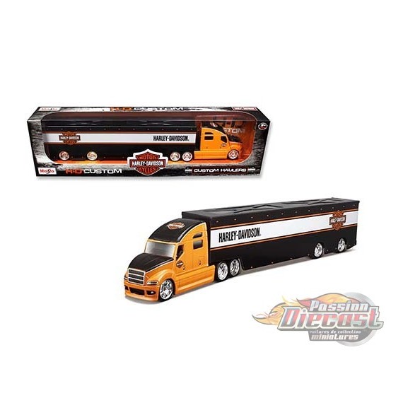 Harley-Davison Orange - Noir Custom Hauler -  Maisto 1/64 - 11516 OR Passion Diecast 