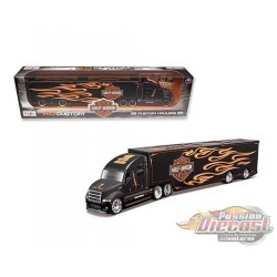 Harley-Davison   Custom Hauler Noir Avec Flame  -  Maisto 1/64 - 11516 BK - Passion Diecast 