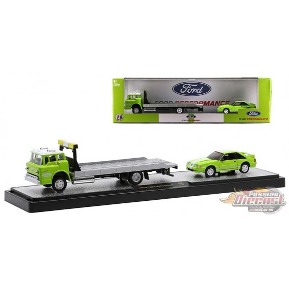 1990 Ford C-8000 Rollback Truck and 1988 Ford Mustang GT Custom -  M2 1/64  36000-45 C Passion Diecast 
