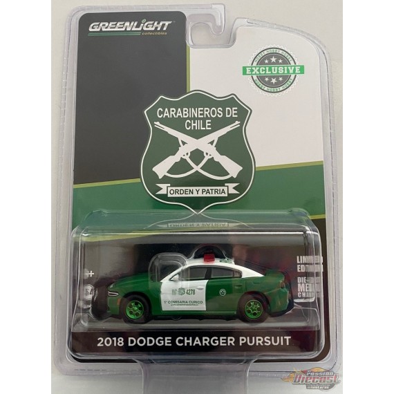 Carabineros De Chile (Chilean Police) - 2018 Dodge Charger Pursuit - GREENMACHINE 1/64 Exclusive - 30162GR
