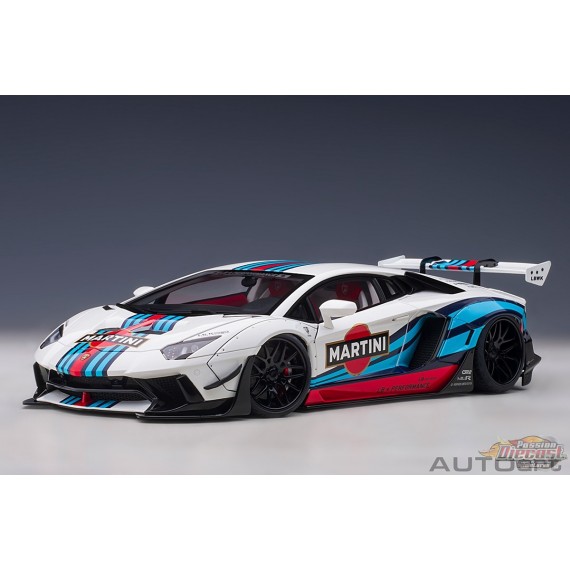 Lamborghini Aventador Liberty Walk LB-WORKS - Livrée Martini - Édition Limité - Autoart  79185 -  Passion Diecast