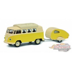 VW T1 Camper w.caravan - Schuco 1:64 -  452026700 - Passion Diecast 