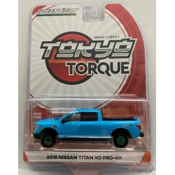 2018 Nissan Titan XD Pro-4X in Matte Blue Tokyo Torque - Series 7 GREENMACHINE 1/64 47050 FGR Passion Diecast