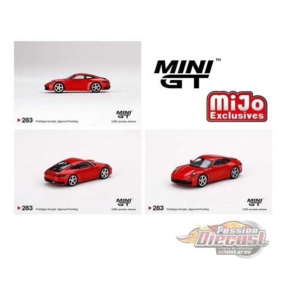 Mini GT 1:64 Porsche 911 (992) Carrera S Garde Rouge - Mijo Exclusives USA  - MGT00283 - Passion Diecast 