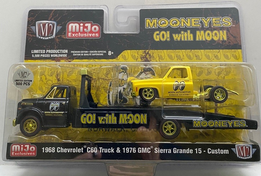 M2 39200 MJS03 1968 CHEVY C60 FLATBED & 1978 SILVERADO MOONEYES EQUIPPED 1/64 