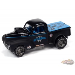 1941 Willys Gasser Pickup - Noir mat et bleu foncé - Street Freaks -  Johnny Lightning 1:64 - JLSP181 A   JLSF021