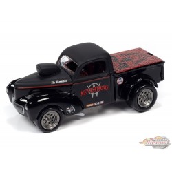1941 Willys Gasser Pickup - Gloss Black Metallic Red - Street Freaks -  Johnny Lightning 1:64 - JLSP181 B   JLSF021