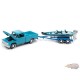 1965 Chevy Stepside Pickup Turquoise, Blue, and White with Bass Boat and Trailer - Johnny Lightning  1:64 - JLBT015 JLSP203 B