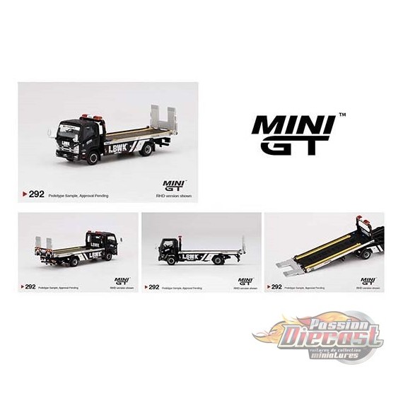 Mini GT - 1:64 - Isuzu N-Series Vehicles Flatbed Car Transport LBWK Black - Mijo Exclusives USA  - MGT00292 R