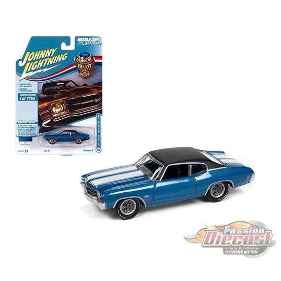 1971 Chevrolet Chevelle SS454 Bleu - Muscle Car USA  Johnny Lightning 1:64 -JLSP154 A    JLMC026 - Passion Diecast