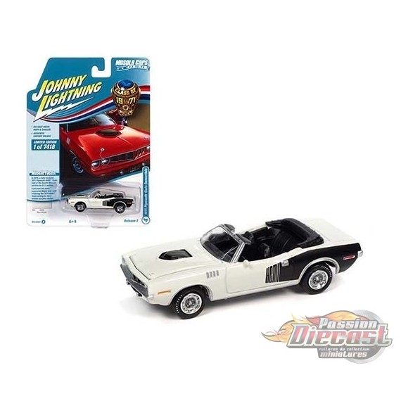 1971 Plymouth Cuda Convertible White - Muscle Car USA Johnny Lightning 1:64 - JLSP153 A   JLMC026 - Passion Diecast
