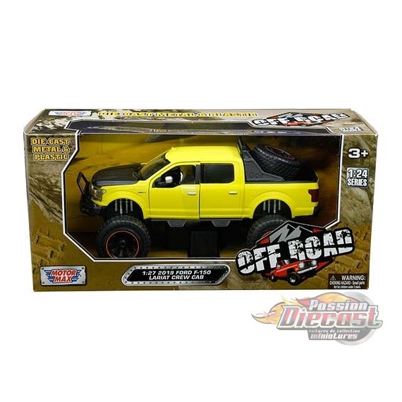 2019 Ford F-150 Lariat Crew Cab (Matte Yellow)  -  Motormax - Off-Road -  1/27 - 79146 - Passion Diecast 
