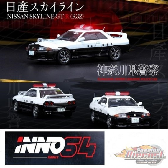 Nissan Skyline GTR R32 Kanagawa-Kenkei Japanse Police - INNO 64 - 1/64  - IN64-R32 JPPC - Passion Diecast 