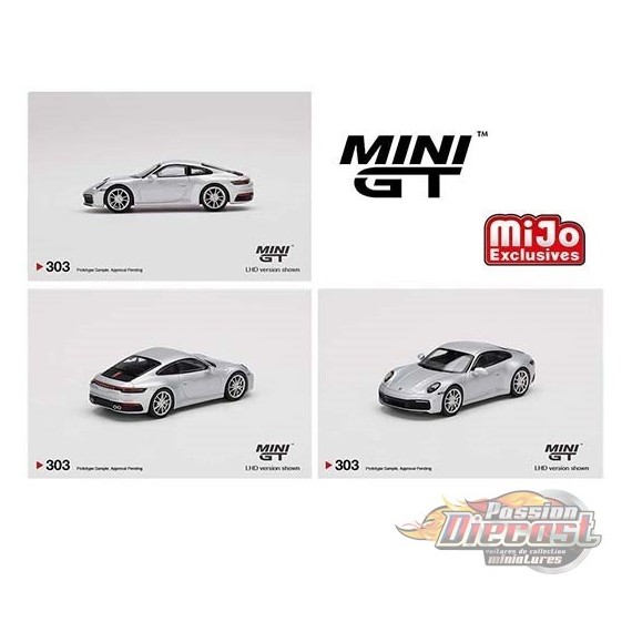 Mini GT - 1:64 -  Porsche 911 (992) Carrera 4S GT Gris Metallique  - Mijo Exclusives USA -  MGT00303  Passion Diecast