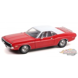 1970 Dodge Challenger- The Challenger Deputy -  in Bright Red with White Roof - Greenlight 1/18 - 13618  - Passion Diecast 