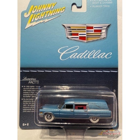 1966 Cadillac Corbillard - Bleu - WHITE LIGHTNING -  1:64 - JLSP114GR Passion Diecast