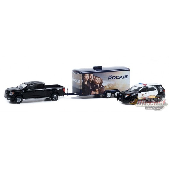 2020 Nissan Titan Pro-4X et 2013 Ford Police Interceptor Utility - (LAPD) - remorque - The Rookie - 1/64 Greenlight - 31120 C