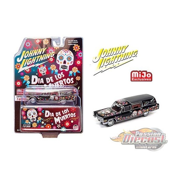 1966 Cadillac Hearse 2021" Dia De Los Muertos - Limited 3,600 - Johnny Lightning 1:64 -  JLCP7373 - Passion  Diecast 