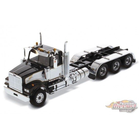 Western Star 4900 SF Tracteur tridem à cabine courte Noir et Blanc - Diecast Master 1/50 - 71066