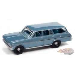 1963 Chevy II Nova Station Wagon in Silver Blue  - Auto World 1/64 -  AWSP083 B