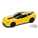 2012 Chevrolet Corvette Z06 Jaune avec bande noires  - Johnny Lightning 1/64 -  JLSP189 B