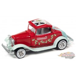 Monopoly - 1932 Ford Hi Boy Coupe in Red and Light Green - Free Parking - Johnny Lightning 1/64 - JLSP213