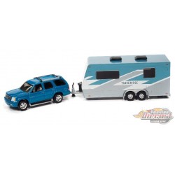 2005 Cadillac Escalade Teal avec remorque de camping - Truck&Trailers  - Johnny Lightning 1:64 - JLSP200 A B