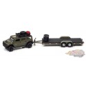 2004 Hummer H2 Vert Kaki avec remorque ouverte - Truck&Trailers  - Johnny Lightning 1:64 - JLSP200 A C