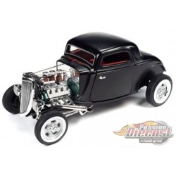 1934 Ford 3 Window Coupe High Boy Hot Rod Satin Black -  Auto World - 1/18 -  AW292 - Passion Diecast 