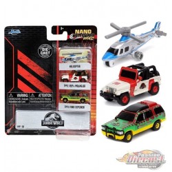 Jurassic World  - set of 3 Hollywood Rides -  Jada Nano - 32482 -  Passion Diecast