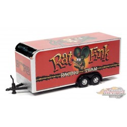 Enclosed Trailer in Rat Fink Red  - Auto World 1/64 - AWSP093  -  Passion Diecast 