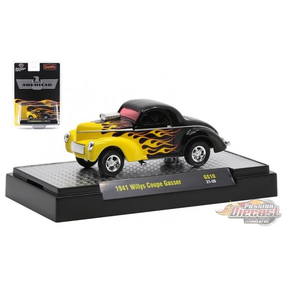 HE Gasser 1941 Willy's Gasser Black w/ Flames - M2 Machine Hobby Exclusive 1:64 - 31600-GS10 - Passion Diecast 