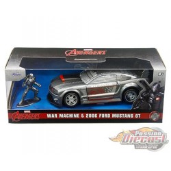 Avengers War Machine Figure & 2006 Ford Mustang GT Silver  -  Jada 1/32 - 33082 -  Passion Diecast