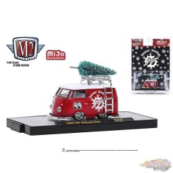 1960 Volkswagen Delivery Short Bus Satin Red  - 2021 Mooneyes Ornament - M2 Machines 1:64 MiJo Exclusives - 31500 MJS40