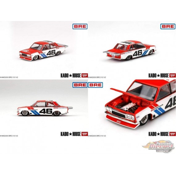 Mijo Exclusive Kaido★House Datsun 510 Pro Street BRE510 V2 Blanc Matte - Mini GT - Mijo Exclusives 1/64 - KHMG006