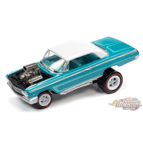1962 Chevrolet Impala Coupe in Metallic Teal with Pearl White - Zinger - Johnny Lightning 1:64 - JLSP207 A