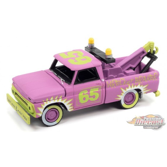 1965 Chevy Truck Tow Truck in Flat Bright Purple - Demolition Derby - Johnny Lightning 1:64 - JLSP209 B -  Passion Diecast 