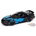 1993 Pontiac Firebird T/A in Black with Blue Firebird Flames - Black with Flames - Johnny Lightning 1:64 - JLSP210 B