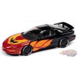 1993 Pontiac Firebird T/A in Black with Red Firebird Flames - Black with Flames - Johnny Lightning 1:64 - JLSP210 A