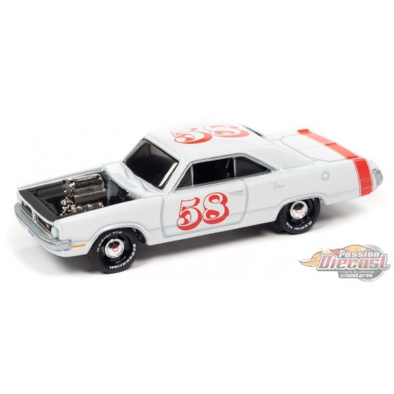 1970 Dodge Dart in Gloss White with Red Stripe  - Spoilers - Johnny Lightning 1:64 - JLSP211 A