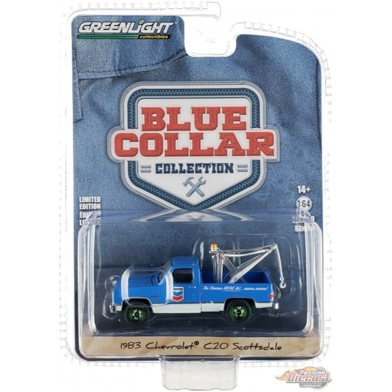 1983 Chevrolet C20 Chevron- Blue Collar séries 9 - Greenlight GREEN MACHINE1/64 - 35200 DGR