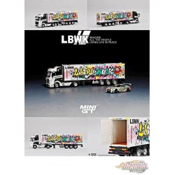 Mercedes-Benz Actros With 40 Ft Container "LBWK Kuma Graffiti" - MINI GT 1/64 - MGT00333