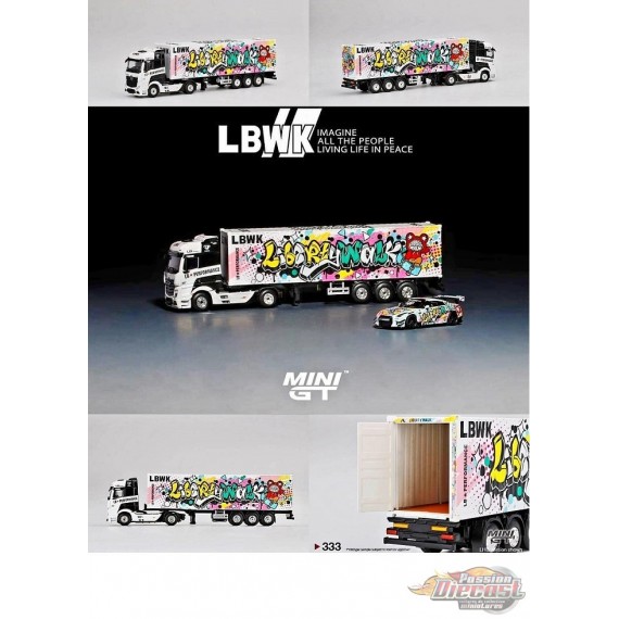 Mercedes-Benz Actros With 40 Ft Container "LBWK Kuma Graffiti" - MINI GT 1/64 - MGT00333 - Passion Diecast