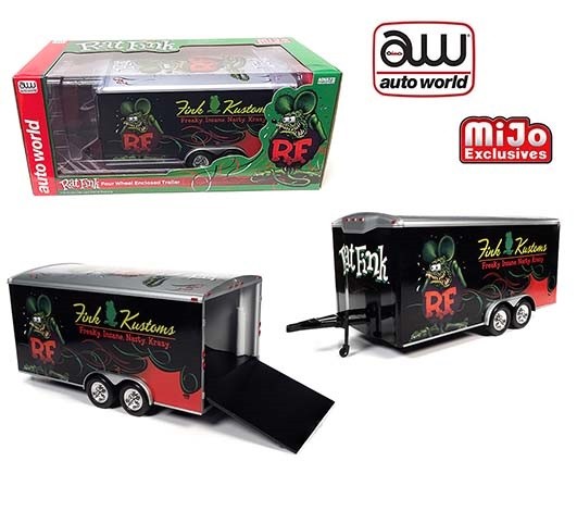 Mijo Exclusive - Enclosed Trailer Rat Fink Black - Auto World 1/18 -  CP7839-6 - Passion Diecast